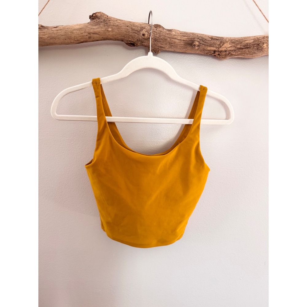Old Navy Active Powersoft Go-Dry Light Support Crop Top Mustard Yellow Small